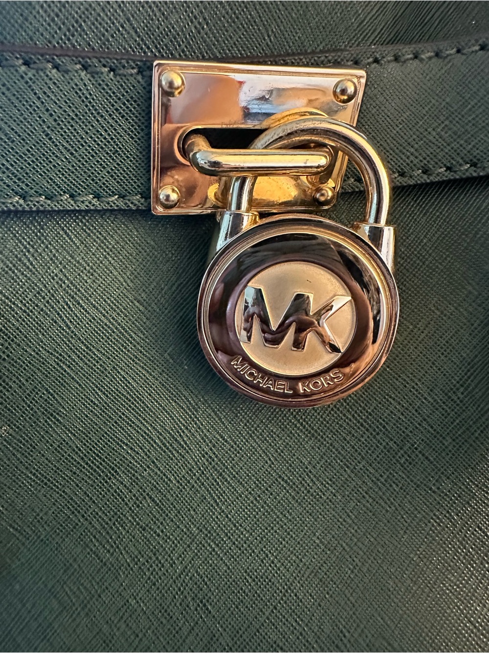 Michael Kors Emerald Green Saffiano Tote with Gold Hardware - Picture 2 of 9